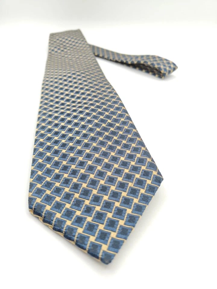 🇮🇹 Corbata de seda geométrica multicolor Tino Cosma para hombre hecha en Italia 58x3 5/8  Foto 3 de 4