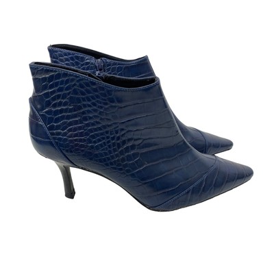 Zara Trafaluc Faux Leather Zip Ankle Booties Heels Size 9.5 Snake Skin