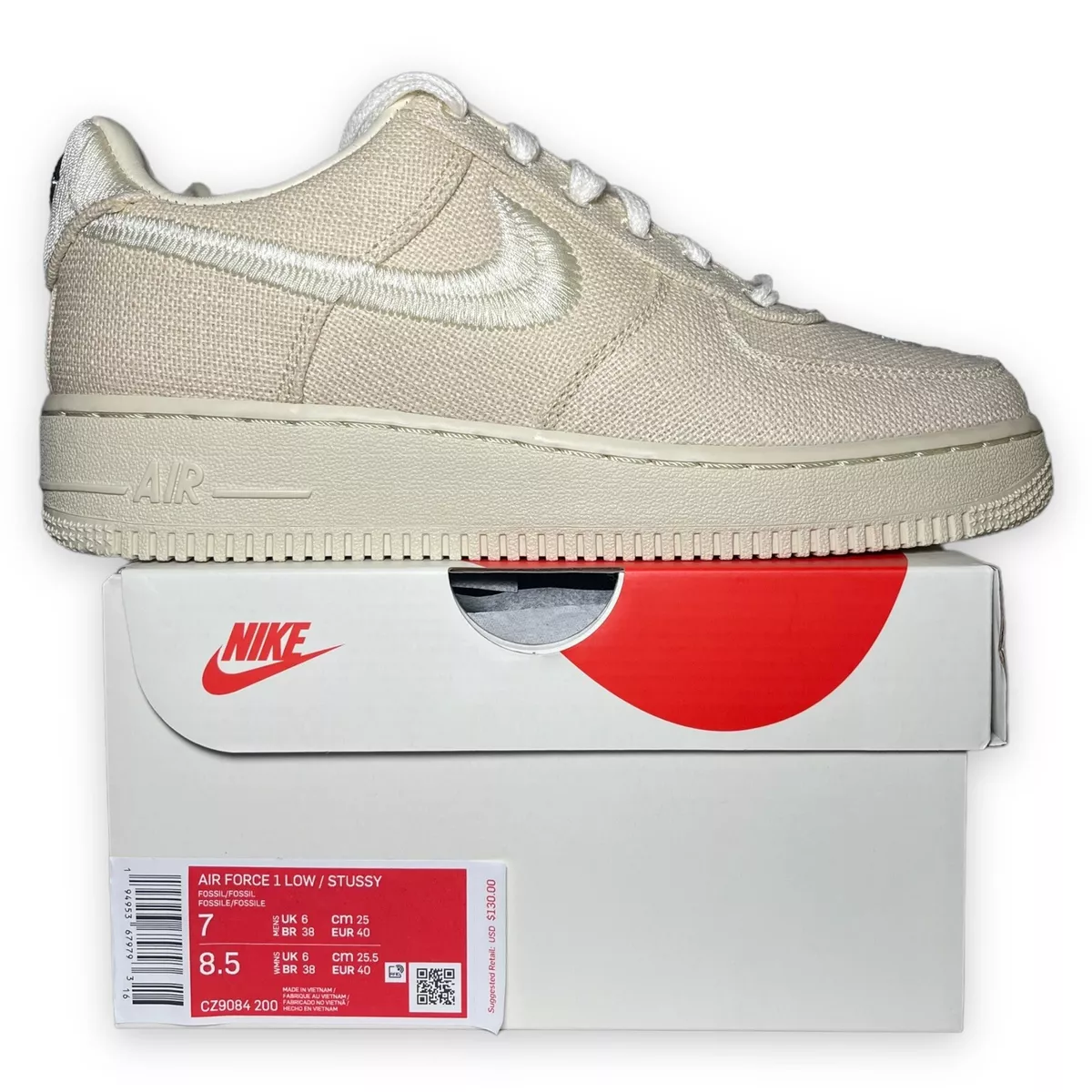 Nike Air Force 1 Low Stussy Fossil CZ9084 200 - Mens Size 7 Women’s Size 8.5 New Nike Air Force 1 Low Stussy Fossil CZ9084 200 - Mens Size 7 Women’s Size 8.5 New