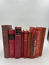 Vintage Book Lot of 5 RED Old Antiquarian Rare Decoration Hardcover Books