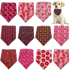 50Pcs Valentine's Day Dog Bandanas Collar Medium Pet Triangle Handkerchief Scarf