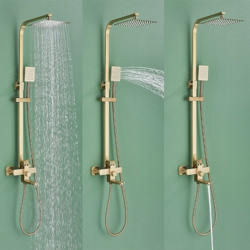 Bathroom Exposed 8"Rain Shower Faucet System Outdoor Shower Fixture Wall Mounted - Picture 69 of 287