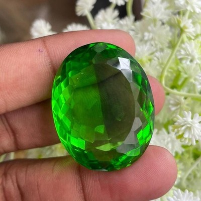 100 Ct Natural Green Peridot Oval Cut Certified Loose Gemstone, AAA Large Rare