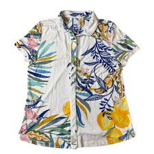 Soma Cool Nights Pajama Shirt Top Medium Floral Button Up Short Sleeve Soft