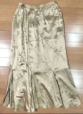Women's Wear Valentino VALENTINO Silk Long Skirt Slit Beige Gold Size 8 from JP