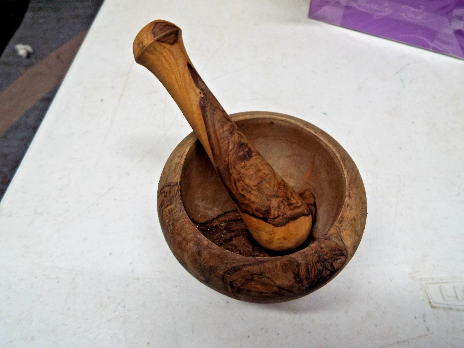 Vintage Decorative Wood Mortar and Pestle 2.5" x 4", Pestle 4.75