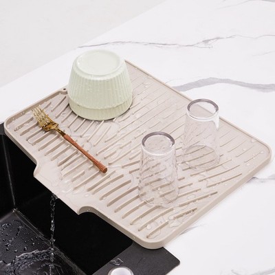 Silicone Dish Drying Mat for Kitchen Counter,Non-Slip Dish Drying Pad with Dr...