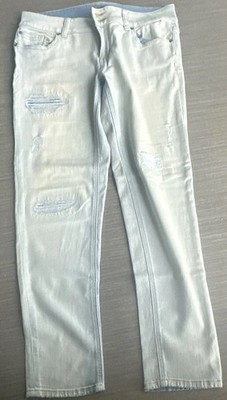 Soho Jeans Women's Light Wash Blue Boyfriend Stretch 4- Pocket Distressed