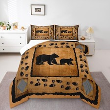 Cute Bear Comforter Set Kids Wild Animal Comforter for Boys Teens Nature Wild...