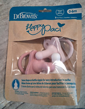 Dr. Brown's HappyPaci Pacifier 0-6M Pink/White Silicone Dishwasher Safe 3pk