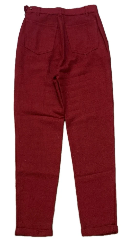 Pantalones Byblos de Colección para Mujer 4 Rojo Mezcla de Lana Plisados Tiro Alto 27x29 Hechos en Italia Foto 2 de 4
