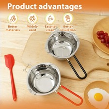 2 Pcs 480ml Stainless Steel Double Boiler Pot Double Boiler with Heat xioSu
