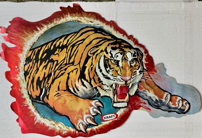 KRAFT FOODS 1970 s CIRCUS  TIGER DIE CUT ADVERTISING POSTER Wonderflex 28 x 39