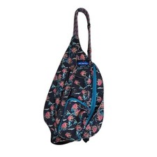 KAVU Mini Canvas Rope Sling Bag Black 'Sparklers' Print