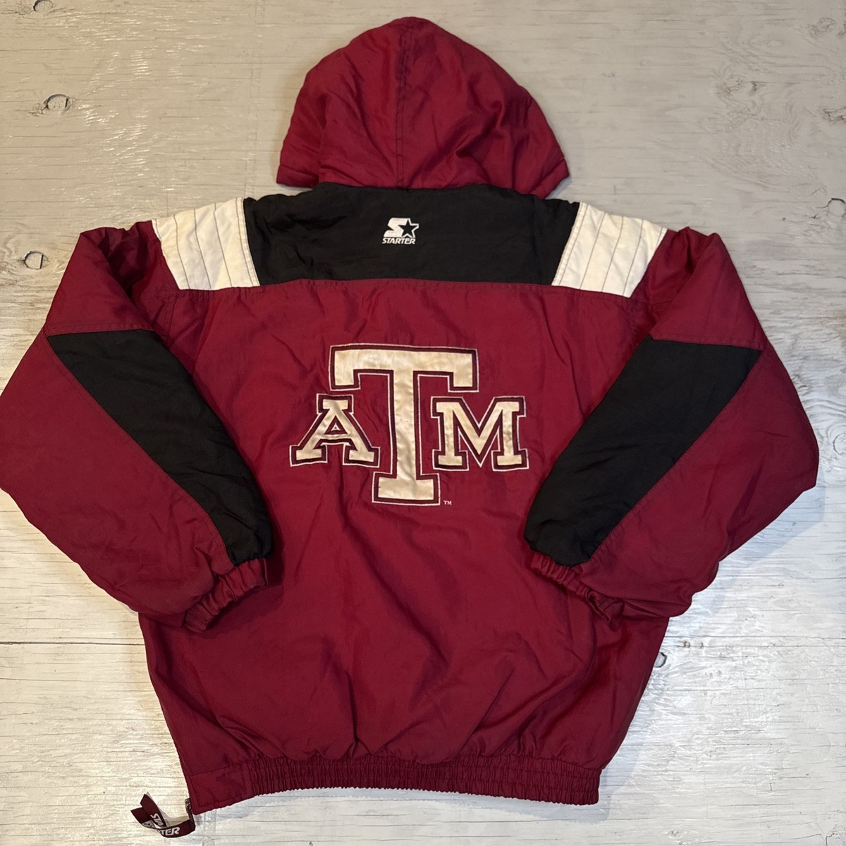 Vintage 90s NCAA Starter Texas A&M Aggies Pullover 1/2 Zip Hooded
