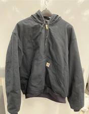 Men's Carhartt Hooded Jacket J140 BLK Black Size Large Union Made USA Active EUC