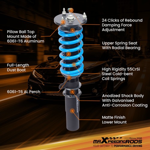 24 Step Damper Adj. Coilovers Coils for BMW E60 525xi 535i 528i xDrive AWD 04-10 - Picture 6 of 17