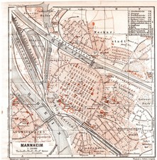 Mannheim +&Uuml;ber 100 Jahre alter Stadtplan+ Jungbusch, Fabriken, BASF, Lanz, Hafen