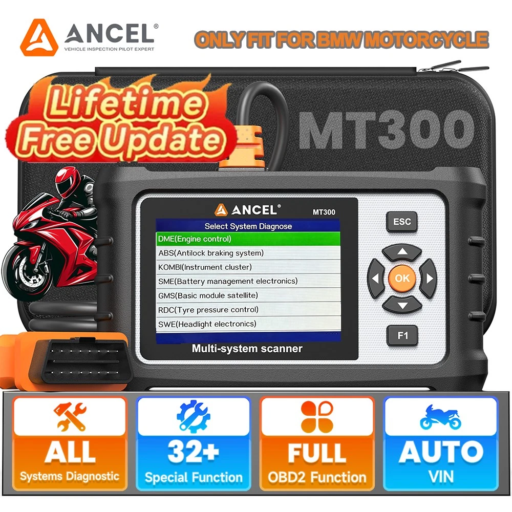 ANCEL MT300 Motorcycle OBD2 Scanner All System Diagnostic Tool For
