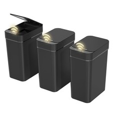 3 Pack Bathroom Trash Can 2.6 Gallon Small Touchless Automatic Motion Sensor ...