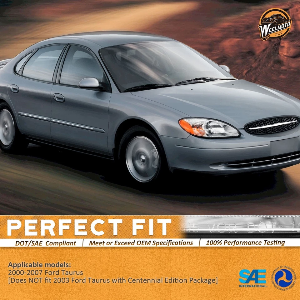 WEELMOTO Pair Headlights For 2000-2007 Ford Taurus Chrome Amber Corner Headlamps - Imagem 2 de 4