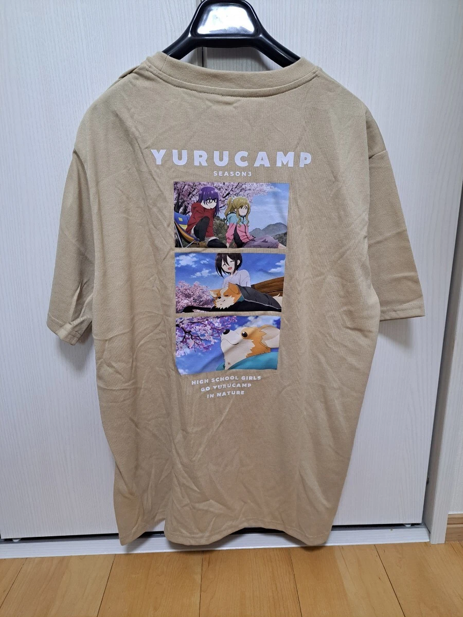 New Yuru Camp Scene Back Print Quick Drying Short Sleeve T Shirt Size M BE Chiku