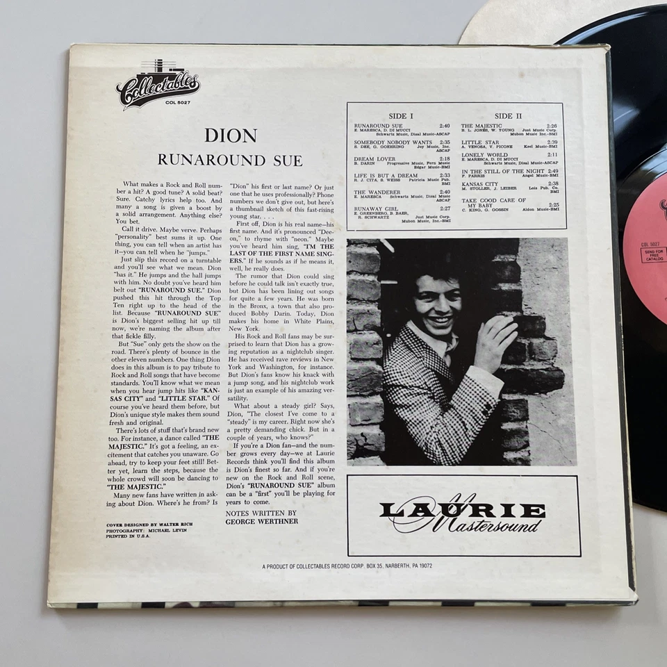 LP Dion – Runaround Sue- US repress COLLECTABLES COL 5027 - EX++ - Photo 3/3