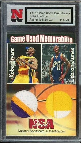 1/1 KOBE BRYANT LEBRON JAMES 2003-04 NSA GAME USED Jersey RC Rookie 3COLOR Patch