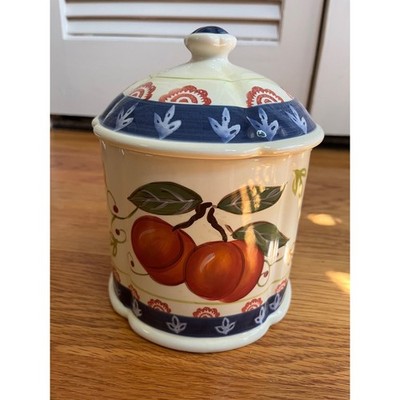RARE Vtg Certified International Nancy Green Ceramic Fruit Cookie  Jar with Lid