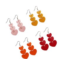 4 Pairs Herzform Ohrringe Baumelnde FüR Frauen HerzföRmige Herz-Ohrringe