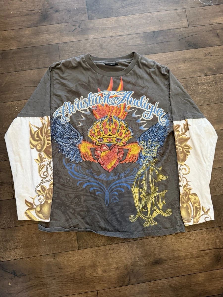 Christian Audigier Cotton Long Sleeve T-Shirts for Men for sale | eBay