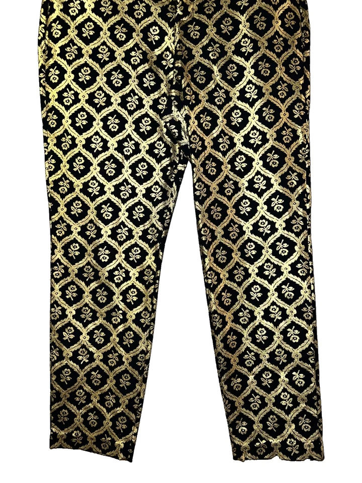 Pantalones al Tobillo Old Navy Talla 12 Pixie Negro Dorado Estampado Lámina Elastizados Tiro Medio Foto 3 de 4