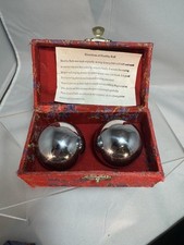 Chinese Metal Hand Stress Reliever Stainless Chime Balls In Box VTG Baoding