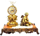 Antique Mantel Clock Bell Bronze Marble Large 15kg France Mechanical Clock
