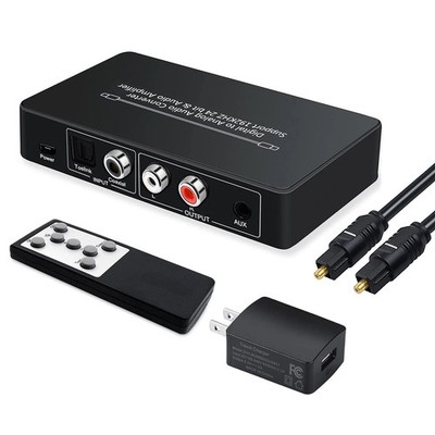 Optical to RCA, Digital to Analog Audio Converter with Remote, (Silver)