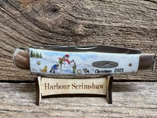 CASE XX LMT. ED. CHRISTMAS KNIFE w HARBOUR COLOR SCRIMSHAW - KIDS, DOG, SNOWMAN