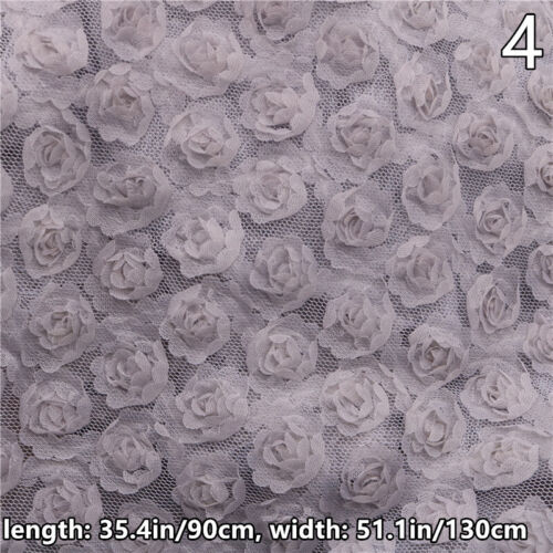 Tela de malla con flores de rosa 3D para boda vestido formal costura hágalo usted mismo manualidades - Imagen 32 de 38