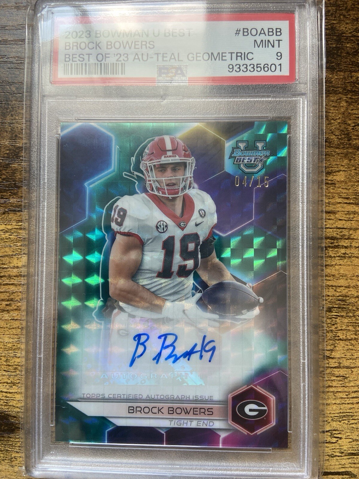 Brock Bowers Autographed Signed Georgia Bulldogs Green /15 Psa 9 