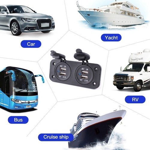 Four USB Quick Charger Socket Outlet Charger Adapter for Motorcycle Camper - Zdjęcie 2 z 7