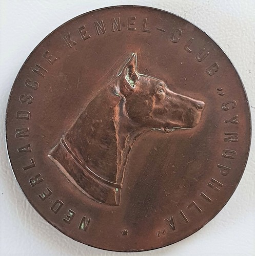 GREAT DANE DOG MEDAL ANTIQUE DUTCH MEDAL 1903 by BEGEER UTRECHT