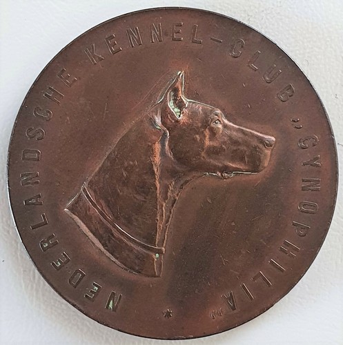 GROSSE DANE DOG MEDAILLE ANTIKE NIEDERLÄNDISCHE MEDAILLE 1903 von BEGEER UTRECHT - Bild 1 von 3