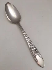 National Silver Silverplate 1937 Embossed ROSE & LEAF Teaspoon 6”