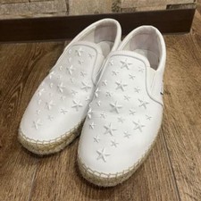 Jimmy Choo espadrillas slip-on borchie stella pelle bianca taglia 41 US circa...