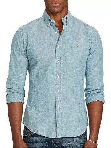 Polo Ralph Lauren Camicia slim fit in chambray Logo pony nuovo Cotone Denim