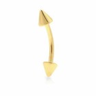 14K Real Gold White Spike Beads Barbell Bar 16G Body Piercing Eyebrow Ring