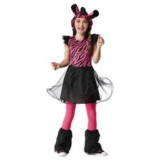 Pink ZEBRA Costume Girls S M Kids Child Hooded Animal Halloween Dress Up