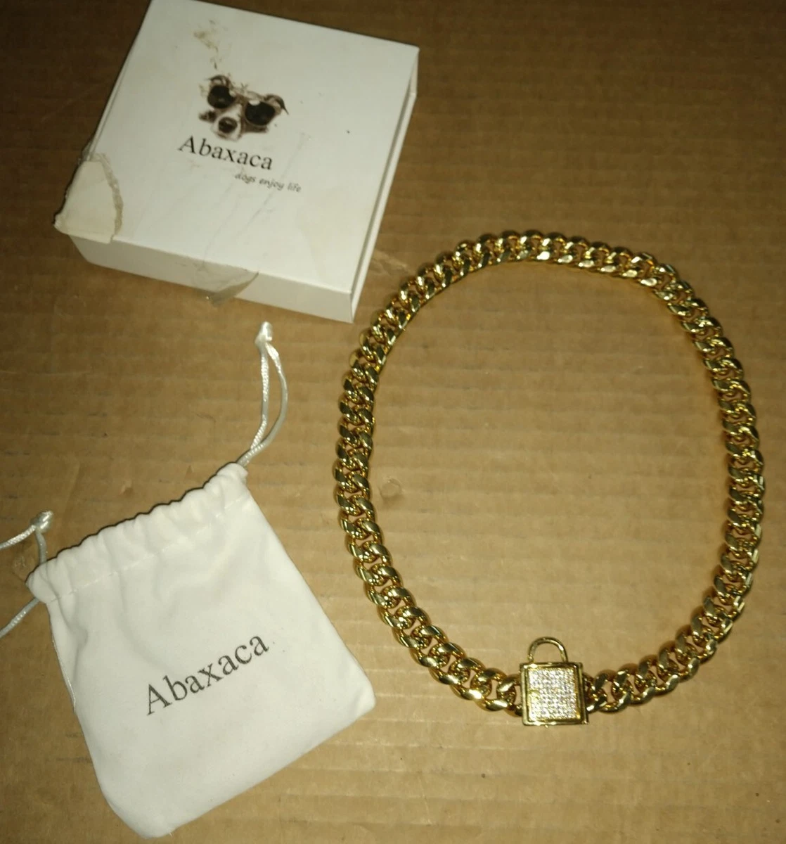 Abaxaca Dog Collar Designer Gold Chain with Zirconia Locking