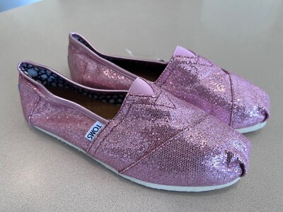 TOMS Women's Pink Glitter Slip On Shoes Size 8.5