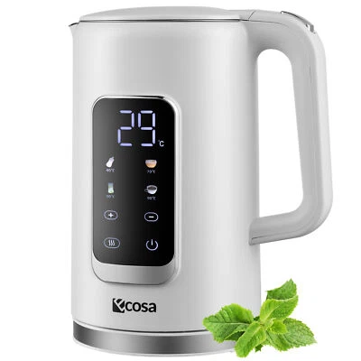 ECOSA Wasserkocher Edelstahl mit Temperatureinstellung (40°C-100°C) 1,7 Liter 2200 W