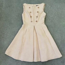 NWT Karen Millen Womens Fit & Flare Sleeveless Double Breasted Dress Pale Pink 4